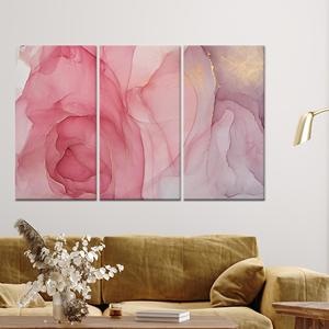 Toile imprimée décorative : Marbre rose avec accents dorés, toile enveloppée 3P - Product Image 1