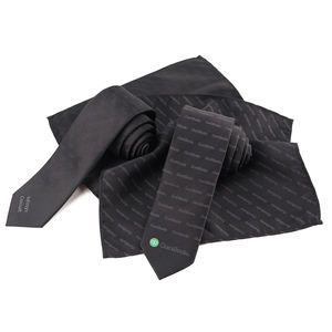 Corbatas Jacquard Personalizadas, Pañuelos de Bolsillo Negros, Logotipo en el Mismo Tono, Corbata y Pañuelo de Vestir de Poliéster <span class=keywords><strong>para</strong></span> Hombre - Product Image 1