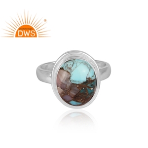Nuevo diseño de plata esterlina fina Natural Mojave cobre Rosa ópalo turquesa piedra preciosa anillo apilable fabricante de joyas - Product Image 2