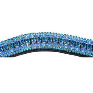 Banda para la frente de caballo de cuero acolchado hecho a medida de alta calidad con cristales brillantes Banda para la frente de cuero real de 5 filas mega Bling - Product Image 3