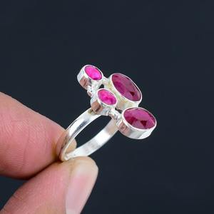 เครื่องประดับแหวนคลาสสิกสำหรับผู้หญิงเครื่องประดับเงินสไตล์ Boho 925เงินแท้ทับทิมพลอยแฮนด์เมดของขวัญสำหรับภรรยา - Product Image 3