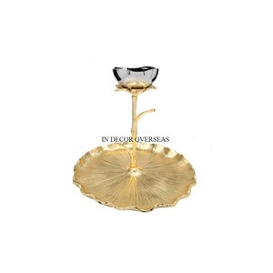 Modern Creative Art <b>Unique</b> Fancy Designer Heavy Duty Metal Gold Plated Base Stand for Silver Shiny Polished Bowl Dishwasher Safe - Product Image 1