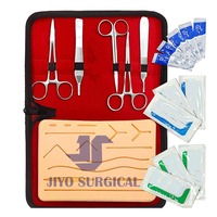 Kit d'instruments chirurgicaux médicaux de lacération de suture approuvé par CE ISO 5 pièces | Kit de pratique de suture de fermeture de plaie en acier inoxydable