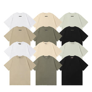 T-shirt à manches courtes et col rond en coton pour hommes de 200g, couleur unie, hauts décontractés simples et amples, conception Offre Spéciale vierge - Product Image 1