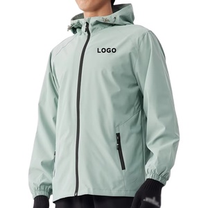 Veste de sport pour homme à capuche rayée, coupe racer, avec logo personnalisé, respirante, séchage rapide, imperméable, coupe-vent, écologique - Product Image 3