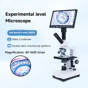 Laboratuvar ayarlanabilir özel Logo binoküler Stereo optik LED halojen lamba biyolojik mikroskop laboratuvar için fabrika fiyat ile