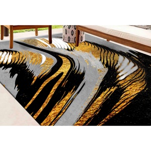 Tapis imprimé moderne gris, motif marbré japonais, décoration de couloir de luxe, avec tapis à poils doux - Product Image 3
