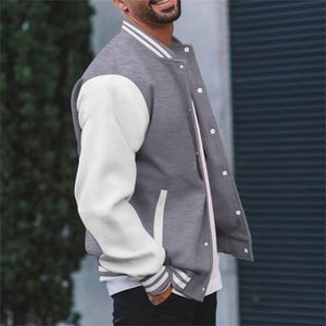 Veste universitaire pour hommes manches en cuir véritable et laine mélangée Letterman Boys College Varsity Jackets XS-5XL - Product Image 4