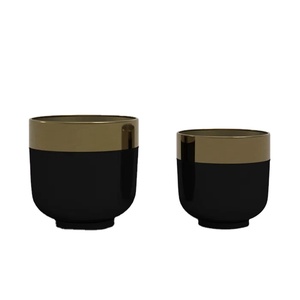 กระถางต้นไม้เคลือบทองสีดำ,ใหม่กระถางโลหะสำหรับตกแต่งสวน - Product Image 1