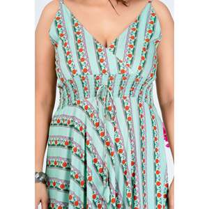 Vestido Maxi Verde con Cuello en V y Cintura Impero para Mujer, Transpirable y con Dobladillo Acampanado, para Uso Casual y de Fiesta - Product Image 2