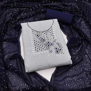 Nuevo vestido Fox Jorjat bordado con borde y dupatta de trabajo de sesión con traje de material de vestido semi cosido para mujer - Product Image 4