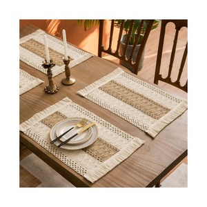 100% Pure Cotton Tassels Stitched Embroidered Unique Party Machine-wash Organic Woven High Quality Custom Table Mats on Sale - Product Image 5