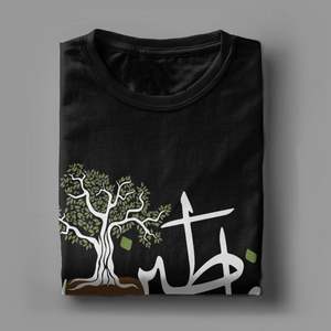 Camiseta con Estampado de Caligrafía Árabe, Cuello Redondo, Algodón, Talla Grande, para Hombre, Camiseta de Palestina Libre - Product Image 6