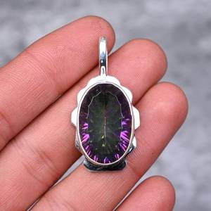 Colgante de Topacio Místico, Plata de Ley 925, Colgante de Piedra Preciosa Hecho a Mano, Collar de Joyería, Regalo para Ella, Joyería de Topacio Místico - Product Image 1