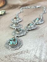 Collier Turquoise Style Sud-Ouest Fait Main Plaqué Or Rhodium Numéro 8 Lunette En Argent Sterling Réglage Incrustation Pendentifs Charmes