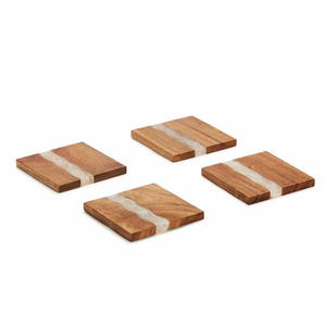 Posavasos de té de madera maciza de La India al por mayor, almohadillas aislantes decorativas de resina personalizadas para el hogar y la cocina, alfombrillas y almohadillas - Product Image 3