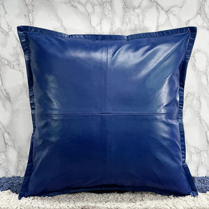 Housse de coussin en cuir fabriqué au Pakistan pour salon, broderie Design housses de coussins en cuir de haute qualité - Product Image 3