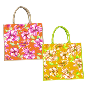 Bolsa de yute con estampado de flores de alta calidad, precio de West Bengal India para comprar a precio asequible - Product Image 2