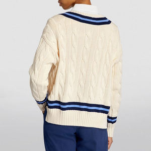 เสื้อสเวตเตอร์ถักลายสำหรับเล่นคริกเก็ตแขนยาวสำหรับฤดูหนาวทำจากผ้าฝ้าย100% มีโลโก้ออกแบบได้ตามที่ต้องการ - Product Image 3