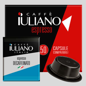 Capsule di Caffè Decaffeinato Iuliano, Confezione da 50 - Compatibili con Lavazza A Modo Mio, Caffè Arabica Delicato - Product Image 1