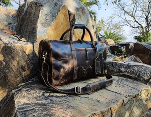 Handmade Luxury Large Genuine Leather Duffle Bag Custom Logo <b>Weekender</b> Style Gym Vacation Travel Overnight <b>Holdall</b> Vintage Candy - Product Image 5