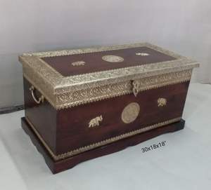 High Quality Handmade Classic Rectangle <b>Wooden</b> Trunk Organizer Storage <b>Box</b> <b>Large</b> Capacity Adjustable Portable for Home - Product Image 1