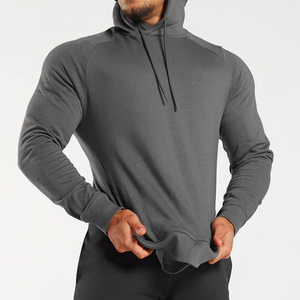 เสื้อมีฮู้ดสำหรับยิมของผู้ชายเสื้อสเวตเชิ้ตออกกำลังกายผ้าฝ้าย100% แบบกำหนดเองพร้อมโลโก้นูนสีขาว - Product Image 4