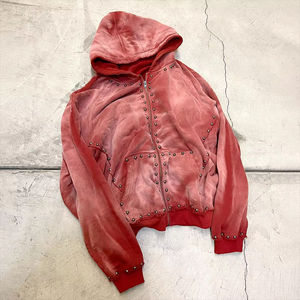 Sweat à capuche appliqué personnalisé 100% coton Sun Faded Surdimensionné Pull Acid Wash Cropped Boxy Fit Impression Logo Strass Hoodies Hommes - Product Image 3