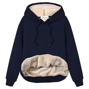 Chaqueta gris con forro polar de Sherpa para mujer, franela a cuadros con cremallera y capucha - Product Image 4