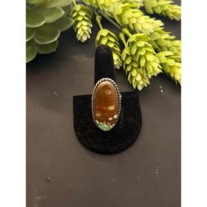 Chassity Belone <b>Adjustable</b> <b>Ring</b> 8 Turquoise & Sterling Silver Cluster Bezel Setting Stainless Steel Gift GRS Certified - Product Image 1