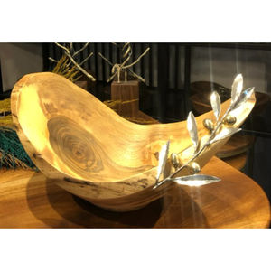 ชามไม้อะคาเซียทำด้วยมือเป็นมิตรกับสิ่งแวดล้อมชามสลัดไม้พิวเตอร์ดอกลิลลี่ที่สวยงามสำหรับตกแต่งบ้าน - Product Image 4