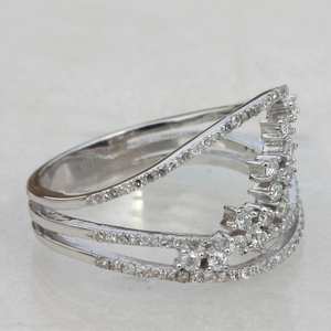 Bague de mariée en diamant naturel de taille ronde en or massif 14 carats Bague en diamant écologique Ensemble de pavés d'éternité Bague de fiançailles pour H - Product Image 2