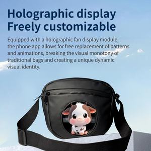 Nouveau sac à bandoulière noir de petite taille, ventilateur LED holographique <span class=keywords><strong>3D</strong></span>, équipement d'affichage publicitaire tendance, <span class=keywords><strong>hologramme</strong></span> avec application Wifi - Product Image 6