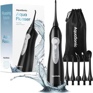 เครื่องทำความสะอาดช่องปากแบบพกพา AquaSonic Aqua Flosser ไร้สาย ชาร์จซ้ำได้ กันน้ำ หัวฉีด 5 แบบ สำหรับทำความสะอาดฟันและเครื่องมือจัดฟัน-ใช้ในบ้าน - Product Image 6