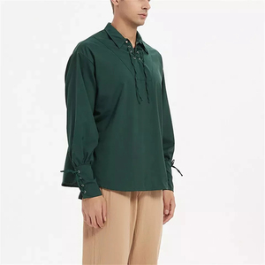 Camisa de lino jacobita con parte delantera clásica con cordones Ideal para recreaciones y ropa informal cómoda - Product Image 3