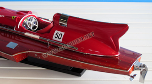 FERRARIIS HYDROPLANE Wooden Speed Boat Model-Painted <b>Nautical</b> Handicraft for Home <b>Decoration</b> - Product Image 2