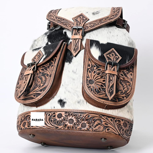 กระเป๋าเป้สะพายหลังหนังวัวสำหรับผู้หญิง, กระเป๋าเป้สะพายหลังสไตล์ตะวันตกหนังแท้คุณภาพสูงทนทาน - Product Image 4