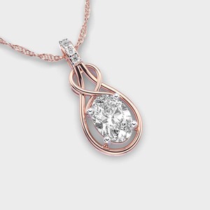 จี้เพชรทรงรีรูปอินฟินิตี้ ทอง 9K สีเหลือง/ขาวและโรสโกลด์ - Product Image 3