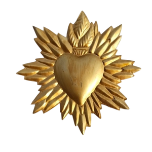 Coeur sacré en métal fini or antique suspendu coeur sacré Milagros pour décoration murale cadeau catholique et décor - Product Image 5