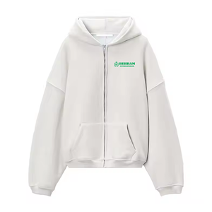 Nouveaux sweats à capuche unisexes personnalisés couleur unie, épais, avec broderie vintage, patch, délavage acide, épaules tombantes et fermeture éclair, 100% coton - Product Image 4