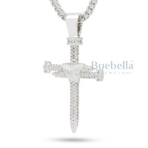 Cadena de Hip Hop de eslabones cubanos de lujo para hombres, colgante cruzado de uñas heladas, nombre personalizado, joyería ostentosa de diamantes, colgantes de moissanita - Product Image 3