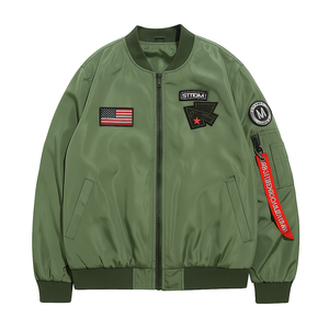 Blouson aviateur motard décontracté pour hommes avec broderie Manteau léger de rue de moto pour l'automne Veste de vol à fermeture éclair fine - Product Image 4