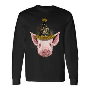 Camiseta de Manga Larga con Diseño de Cerdo para el Año Nuevo Chino 2021, Producto Promocional para la Fiesta de Nochevieja - Product Image 1