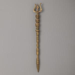 Trishul en laiton pur artisanal, sculpture religieuse, plaqué or poli, œuvre d'art métallique haut de gamme, décoration intérieure - Product Image 4