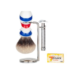 Best Top Quality Precious Natural Material Black Silver <b>Razor</b> Brush Handle Cut Throat <b>Razor</b> Brush <b>Set</b> - Product Image 3