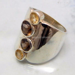 Lindo Multi Cuarzo Piedra preciosa Anillo de plata 925 Plata de Ley 925 Anillo Anillos de boda para mujeres - Product Image 1