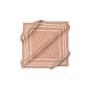 ผ้าพันคอผ้าไหมซาตินดีไซน์วินเทจพร้อมลายโลโก้สีเบจ - Product Image 1
