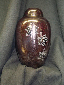 High-Trend Metal Ashes Casket Memoria Cremation Urn with Falling Leaves Design <b>Funeral</b> <b>Supplies</b> for Adults Pleasant Service - Product Image 2