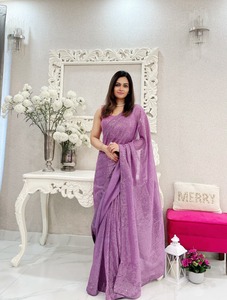 Calidad de exportación India Hermosa ropa ocasional Alta demanda Premium Georgette Saree Blusa con Secuencia Trabajo Mujer Moda - Product Image 3