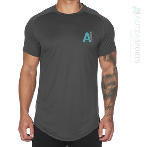 เสื้อยืดผู้ชายผ้าคอตตอน100% โลโก้ที่กำหนดเองแห้งเร็วระบายอากาศฟิตเนสวิ่งลำลอง - Product Image 3